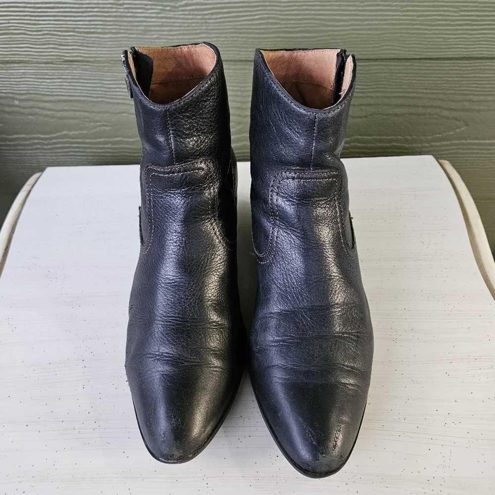 Sofft Padma Western Ankle Booties Black Leather Short Zip Boots Womens Size 8.5M